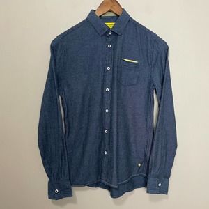 Descendant of Thieves Button Down Long Sleeve Collared Shirt Blue S